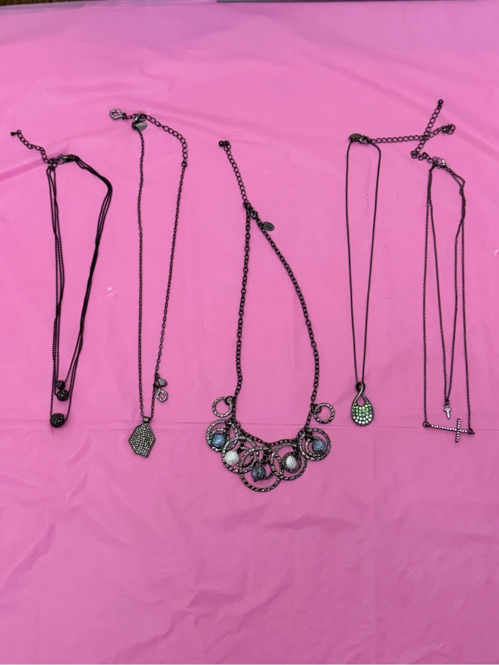 Lot of Assorted Statement Women’s Black Necklaces - Set of 5